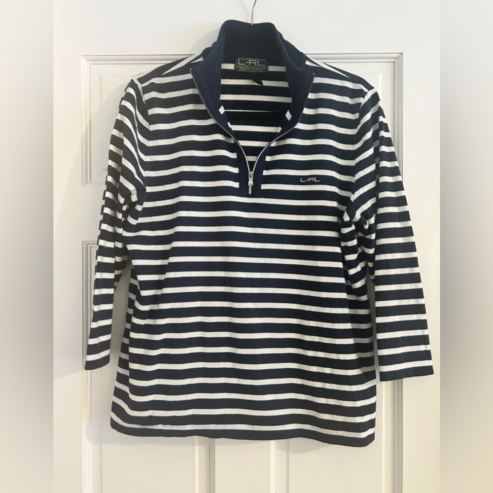 Ralph Lauren Navy and White Striped Casual Shirt